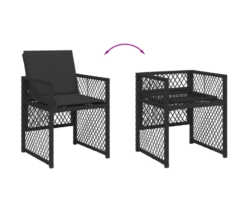 vidaXL 11-daļīgs dārza mēbeļu komplekts, matrači, melna PE rotangpalma