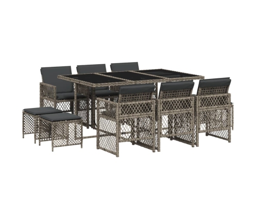 11-Daļīgs Dārza Mēbeļu Komplekts Ar Matračiem, Pe Rotangpalma Vidaxl