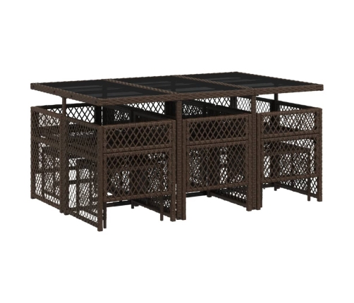 vidaXL 11-daļīgs dārza mēbeļu komplekts, matrači, brūna PE rotangpalma