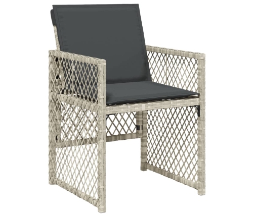 vidaXL 11-daļīgs dārza mēbeļu komplekts ar matračiem, gaiši pelēka PE