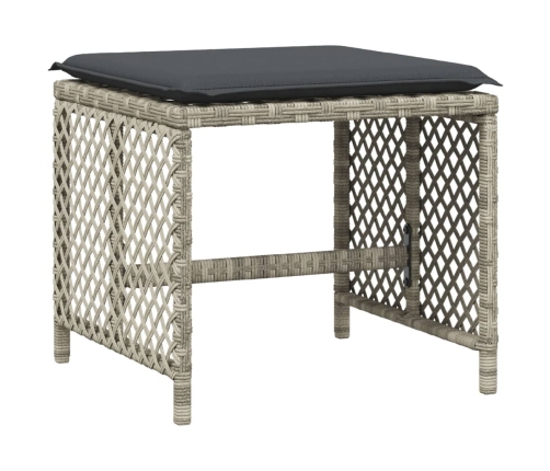 vidaXL 11-daļīgs dārza mēbeļu komplekts ar matračiem, gaiši pelēka PE