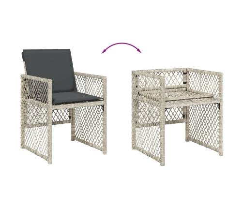 vidaXL 11-daļīgs dārza mēbeļu komplekts ar matračiem, gaiši pelēka PE