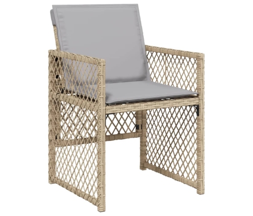 vidaXL 11-daļīgs dārza mēbeļu komplekts, matrači, bēša PE rotangpalma