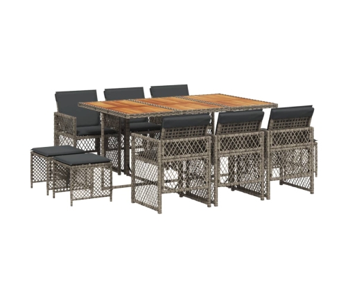 vidaXL 11-daļīgs dārza mēbeļu komplekts ar matračiem, PE rotangpalma