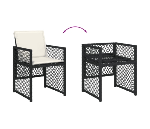 11-Daļīgs Dārza Mēbeļu Komplekts, Matrači, Melna Pe Rotangpalma Vidaxl