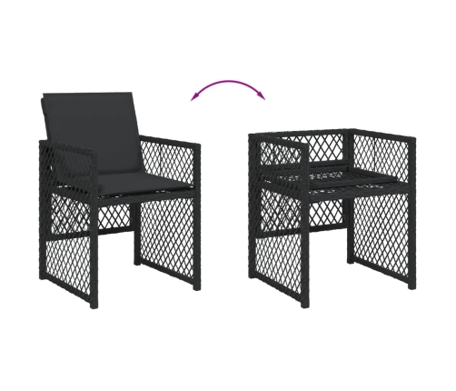 11-Daļīgs Dārza Mēbeļu Komplekts, Matrači, Melna Pe Rotangpalma Vidaxl