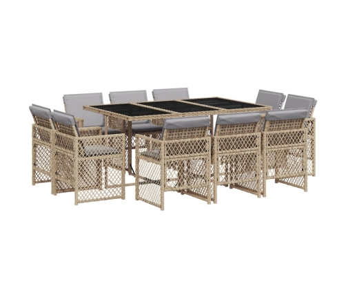 vidaXL 11-daļīgs virtuves mēbeļu komplekts ar matračiem,PE rotangpalma