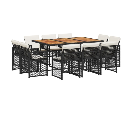 11-Daļīgs Dārza Mēbeļu Komplekts, Matrači, Melna Pe Rotangpalma Vidaxl