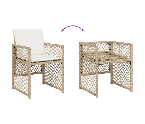 11-Daļīgs Dārza Mēbeļu Komplekts, Matrači, Bēša Pe Rotangpalma Vidaxl