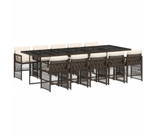 vidaXL 11-daļīgs dārza mēbeļu komplekts, matrači, brūna PE rotangpalma