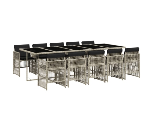 11-Daļīgs Dārza Mēbeļu Komplekts Ar Matračiem, Gaiši Pelēka Pe Vidaxl