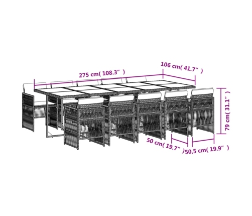 11-Daļīgs Dārza Mēbeļu Komplekts Ar Matračiem, Gaiši Pelēka Pe Vidaxl