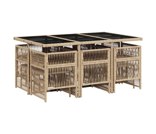 vidaXL 11-daļīgs virtuves mēbeļu komplekts ar matračiem,PE rotangpalma