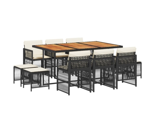 11-Daļīgs Dārza Mēbeļu Komplekts, Matrači, Melna Pe Rotangpalma Vidaxl