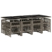 13-Daļīgs Dārza Mēbeļu Komplekts Ar Matračiem, Pelēks Pe Vidaxl