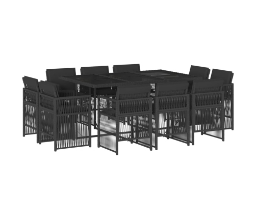 11-Daļīgs Dārza Mēbeļu Komplekts, Matrači, Melna Pe Rotangpalma Vidaxl