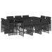 11-Daļīgs Dārza Mēbeļu Komplekts, Matrači, Melna Pe Rotangpalma Vidaxl