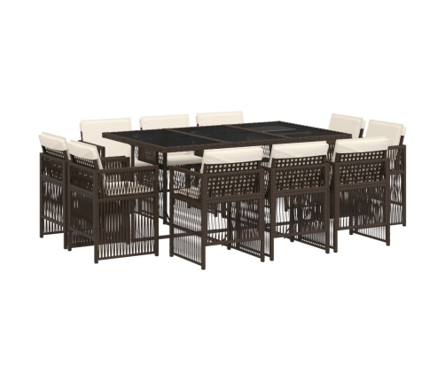 11-Daļīgs Dārza Mēbeļu Komplekts, Matrači, Brūna Pe Rotangpalma Vidaxl