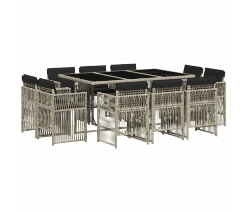 vidaXL 11-daļīgs dārza mēbeļu komplekts ar matračiem, gaiši pelēka PE