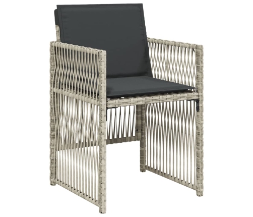 vidaXL 11-daļīgs dārza mēbeļu komplekts ar matračiem, gaiši pelēka PE