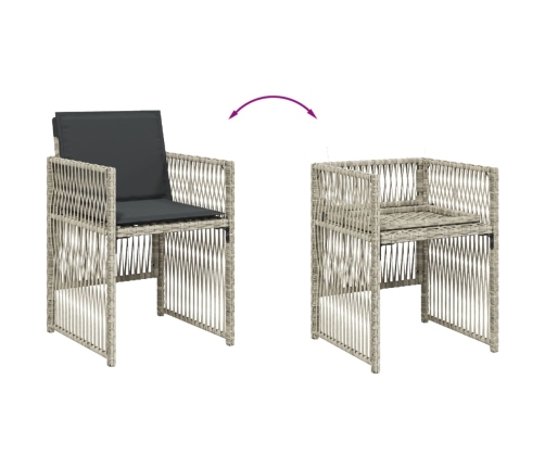 vidaXL 11-daļīgs dārza mēbeļu komplekts ar matračiem, gaiši pelēka PE