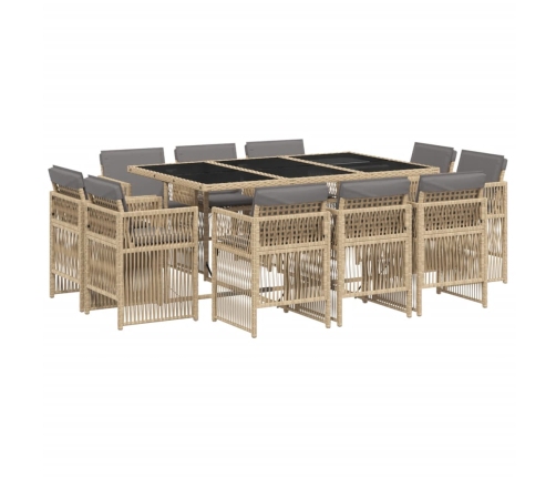 vidaXL 11-daļīgs virtuves mēbeļu komplekts ar matračiem,PE rotangpalma