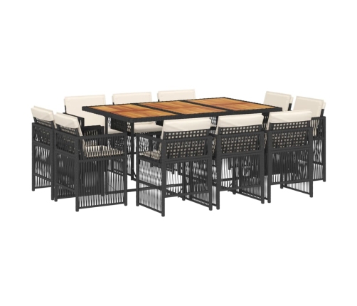 11-Daļīgs Dārza Mēbeļu Komplekts, Matrači, Melna Pe Rotangpalma Vidaxl