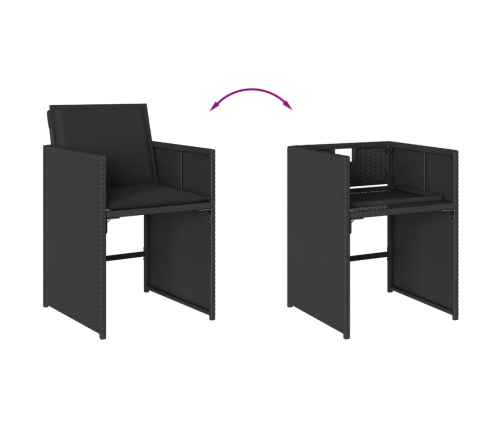 vidaXL 11-daļīgs dārza mēbeļu komplekts, matrači, melna PE rotangpalma