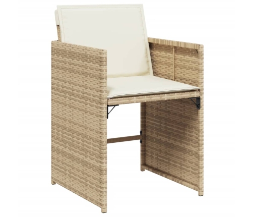 vidaXL 11-daļīgs dārza mēbeļu komplekts, matrači, bēša PE rotangpalma