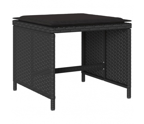 vidaXL 11-daļīgs dārza mēbeļu komplekts, matrači, melna PE rotangpalma