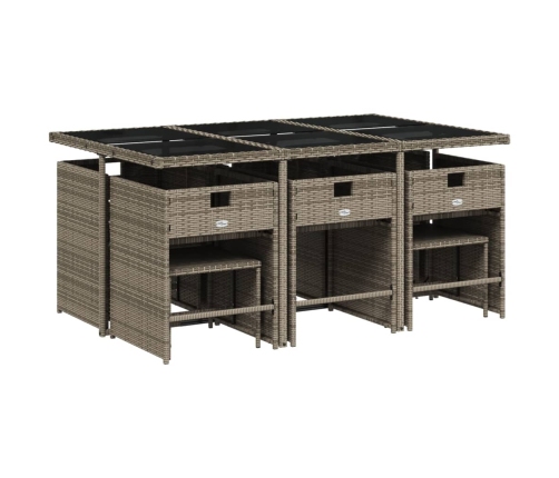 vidaXL 11-daļīgs dārza mēbeļu komplekts ar matračiem, PE rotangpalma