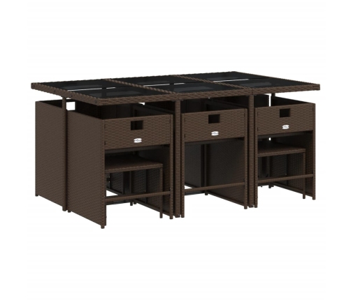 vidaXL 11-daļīgs dārza mēbeļu komplekts, matrači, brūna PE rotangpalma