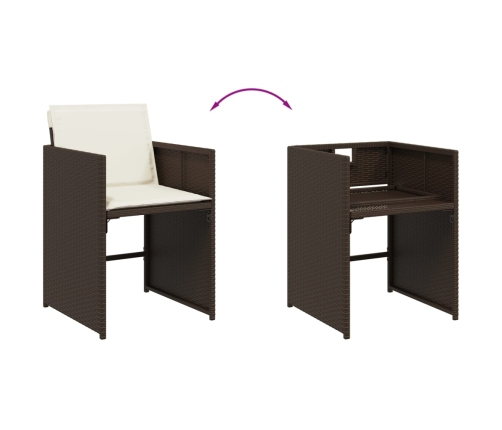 vidaXL 11-daļīgs dārza mēbeļu komplekts, matrači, brūna PE rotangpalma