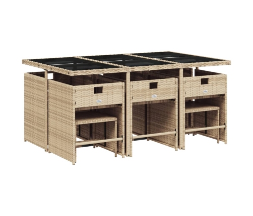 11-Daļīgs Dārza Mēbeļu Komplekts, Matrači, Bēša Pe Rotangpalma Vidaxl