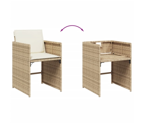 11-Daļīgs Dārza Mēbeļu Komplekts, Matrači, Bēša Pe Rotangpalma Vidaxl