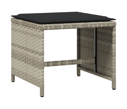 vidaXL 11-daļīgs dārza mēbeļu komplekts ar matračiem, gaiši pelēka PE