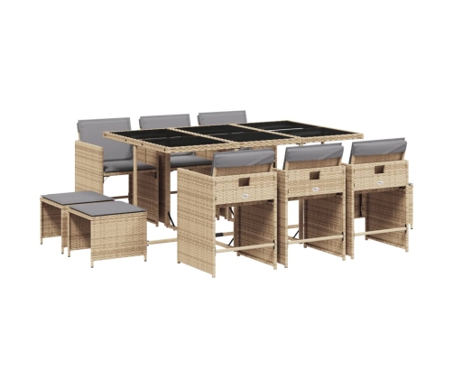 11-Daļīgs Virtuves Mēbeļu Komplekts Ar Matračiem,Pe Rotangpalma Vidaxl