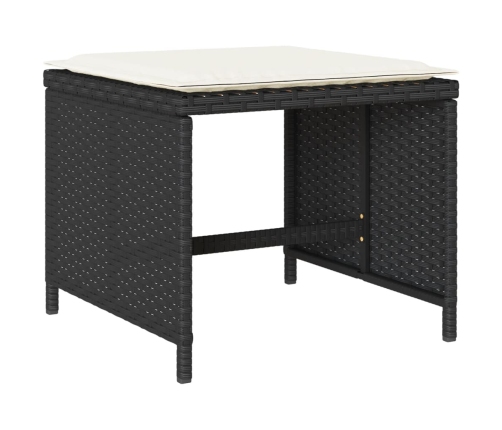 vidaXL 11-daļīgs dārza mēbeļu komplekts, matrači, melna PE rotangpalma