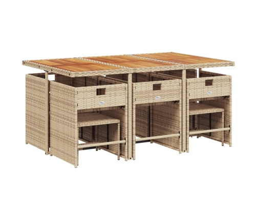 11-Daļīgs Dārza Mēbeļu Komplekts, Matrači, Bēša Pe Rotangpalma Vidaxl