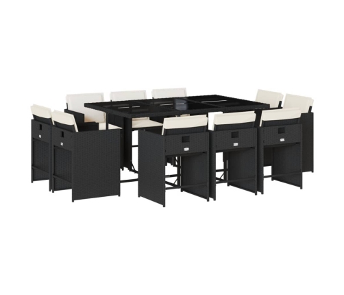 11-Daļīgs Dārza Mēbeļu Komplekts, Matrači, Melna Pe Rotangpalma Vidaxl