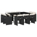 11-Daļīgs Dārza Mēbeļu Komplekts, Matrači, Melna Pe Rotangpalma Vidaxl
