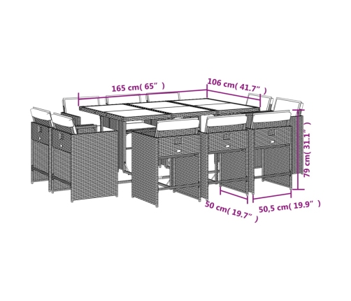 11-Daļīgs Dārza Mēbeļu Komplekts, Matrači, Bēša Pe Rotangpalma Vidaxl