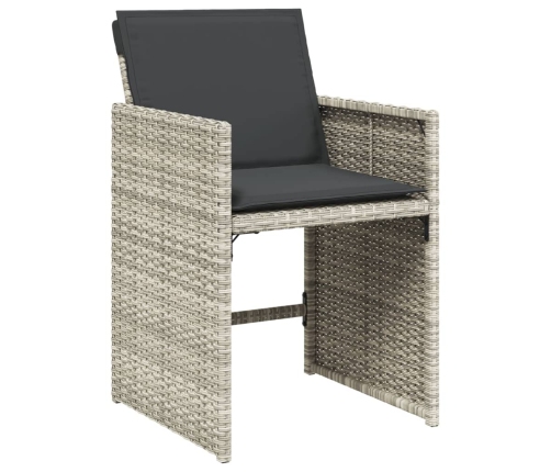 vidaXL 11-daļīgs dārza mēbeļu komplekts ar matračiem, gaiši pelēka PE