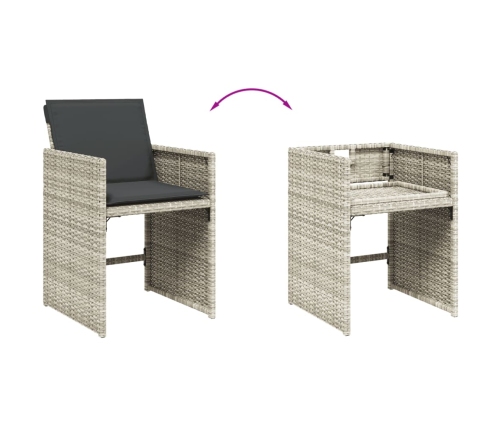 vidaXL 11-daļīgs dārza mēbeļu komplekts ar matračiem, gaiši pelēka PE