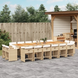 17-Daļīgs Virtuves Mēbeļu Komplekts Ar Matračiem, Bēša Pe Vidaxl