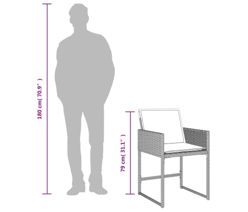 vidaXL 11-daļīgs dārza mēbeļu komplekts ar matračiem, gaiši pelēka PE