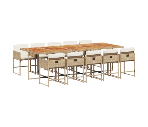 11-Daļīgs Dārza Mēbeļu Komplekts, Matrači, Bēša Pe Rotangpalma Vidaxl