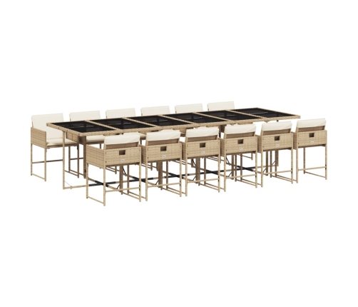 vidaXL 13-daļīgs dārza mēbeļu komplekts ar matračiem, PE rotangpalma
