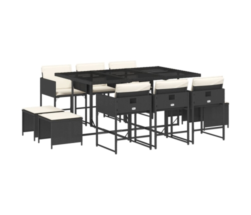 11-Daļīgs Dārza Mēbeļu Komplekts, Matrači, Melna Pe Rotangpalma Vidaxl