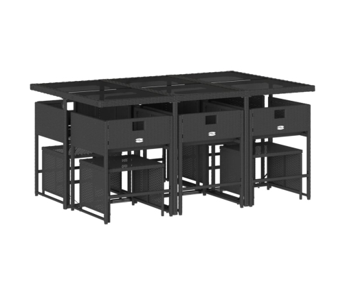 vidaXL 11-daļīgs dārza mēbeļu komplekts, matrači, melna PE rotangpalma